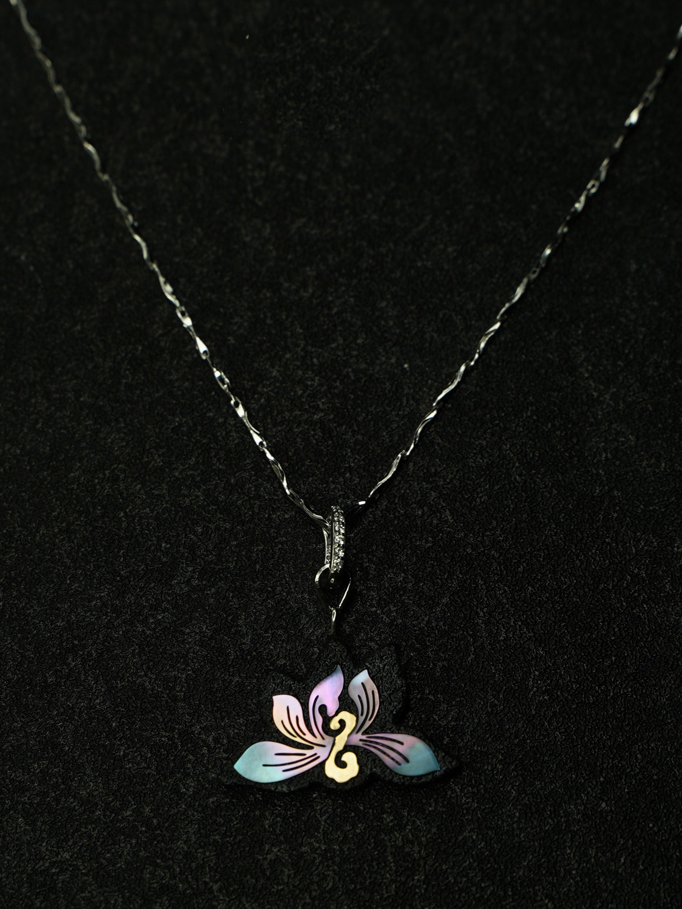 Twelve Flora Series — July Orchid Pendant Necklace