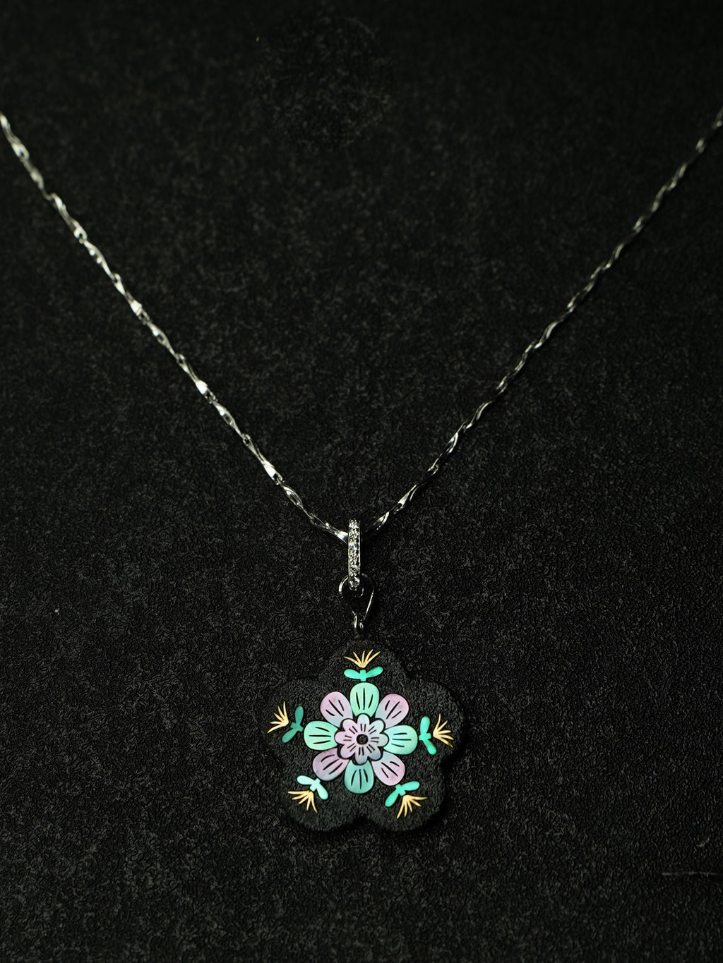 Twelve Flora Series — December Plum Blossom Pendant Necklace