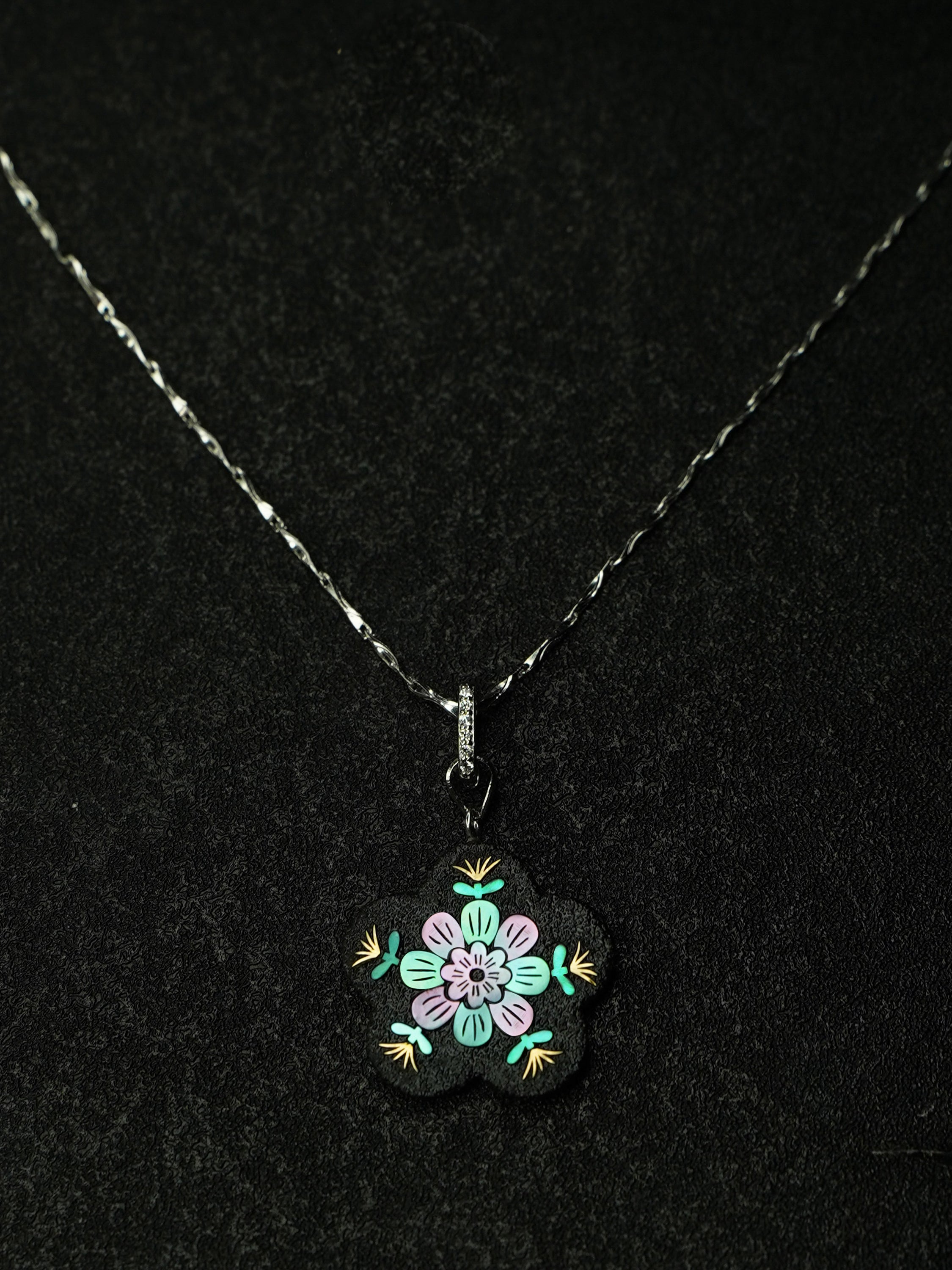Twelve Flora Series — December Plum Blossom Pendant Necklace