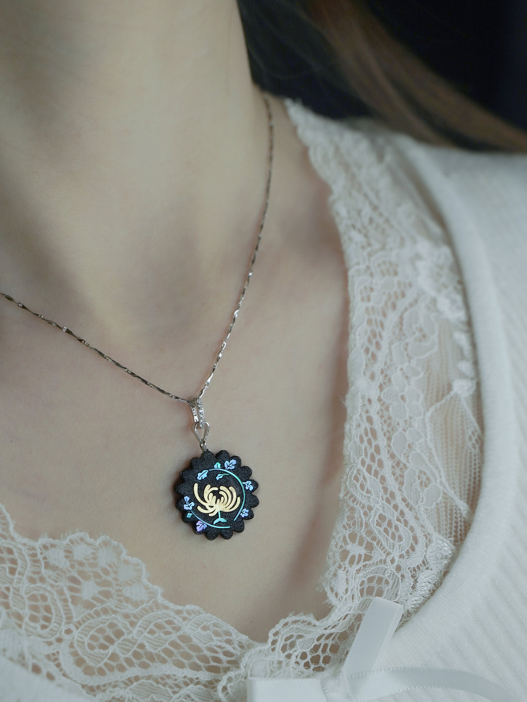 Twelve Flora Series — September Chrysanthemum Pendant Necklace