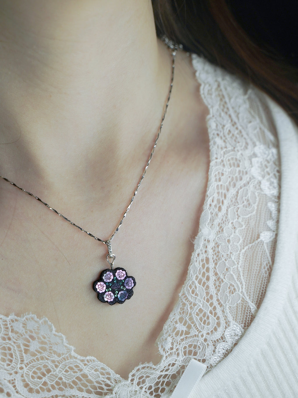 Twelve Flora Series — October Hibiscus Pendant Necklace
