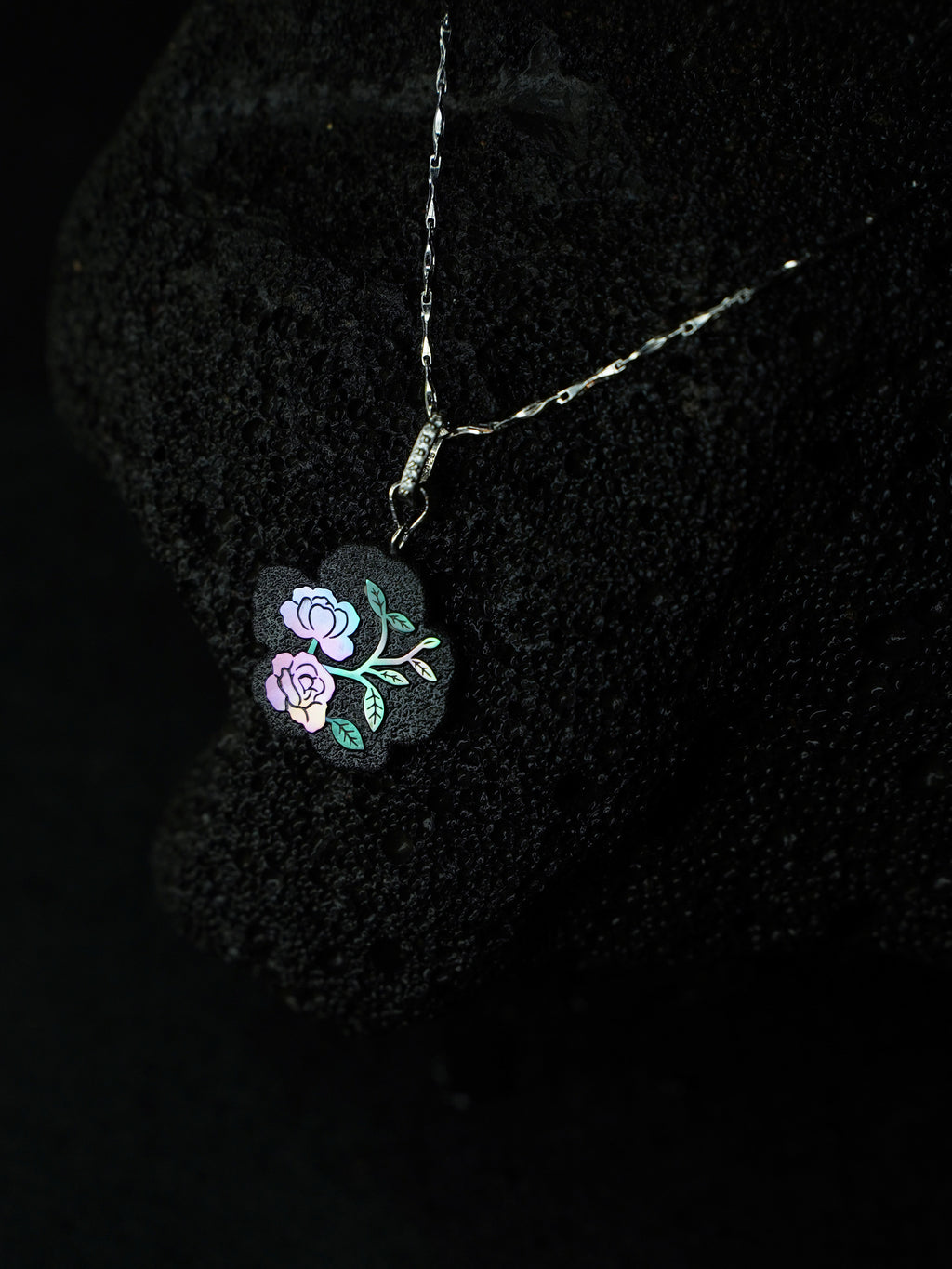 Twelve Flora Series — November Rose Pendant Necklace