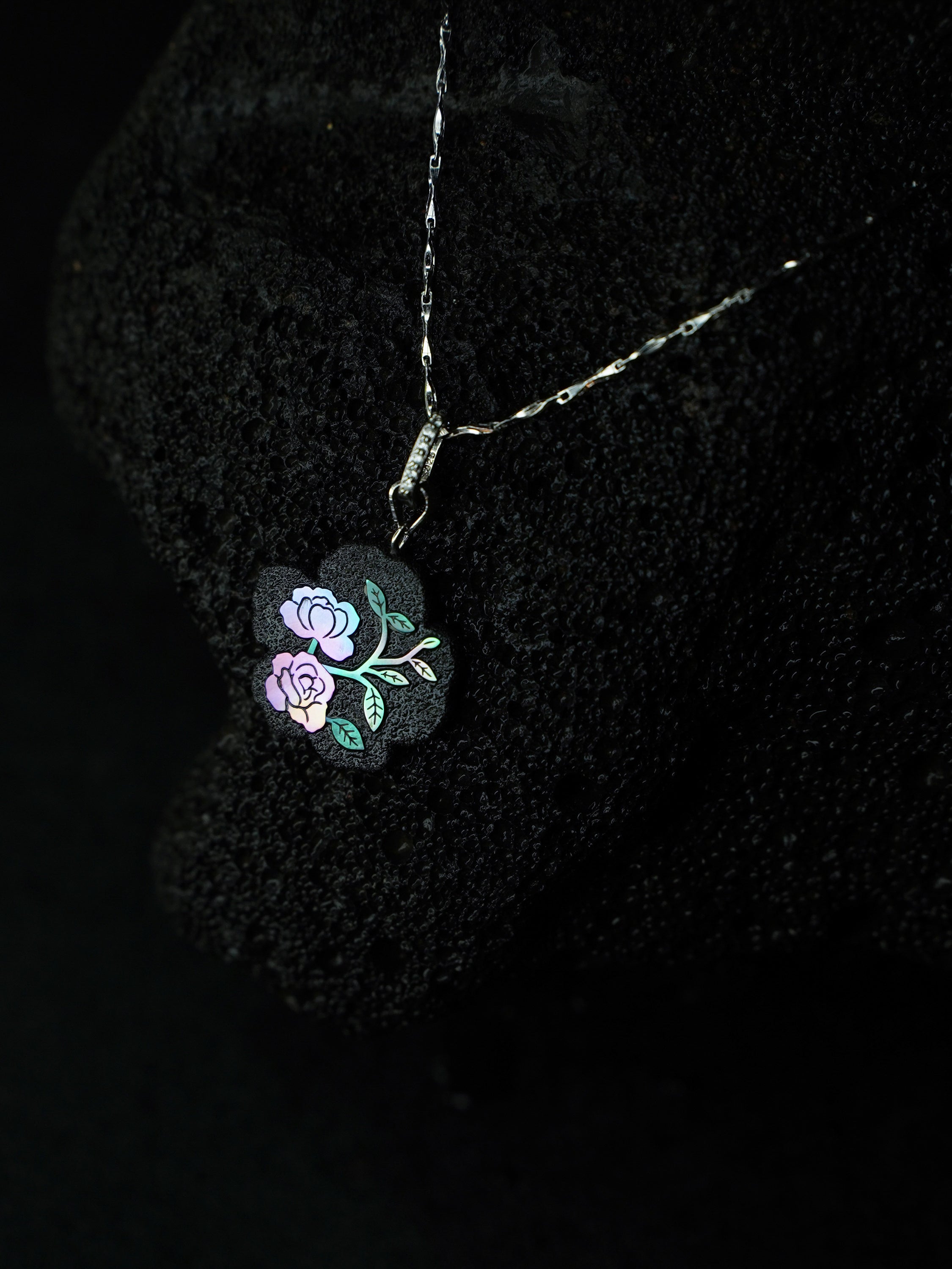 Twelve Flora Series — November Rose Pendant Necklace