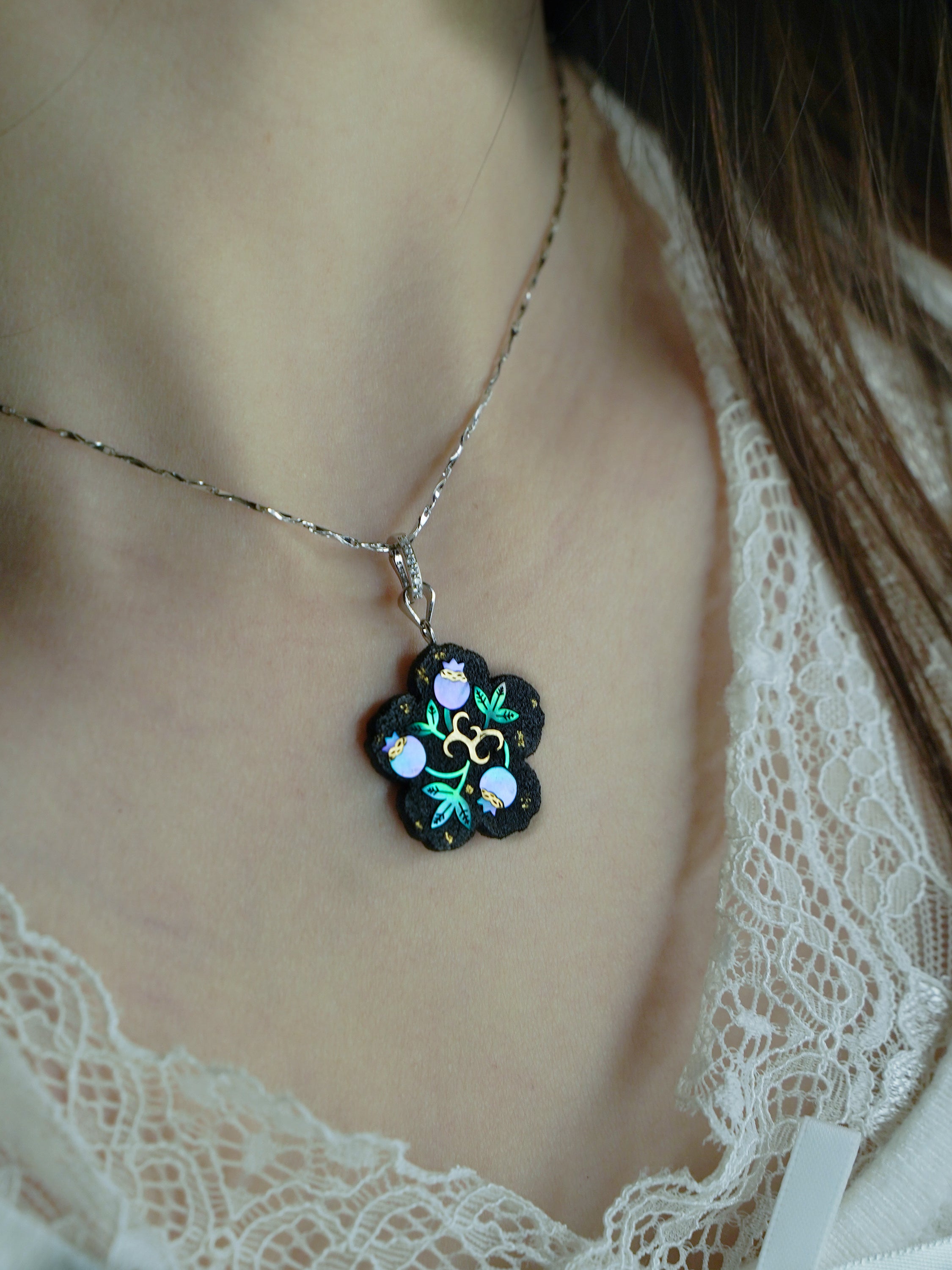 Twelve Flora Series — May Pomegranate  Pendant Necklace