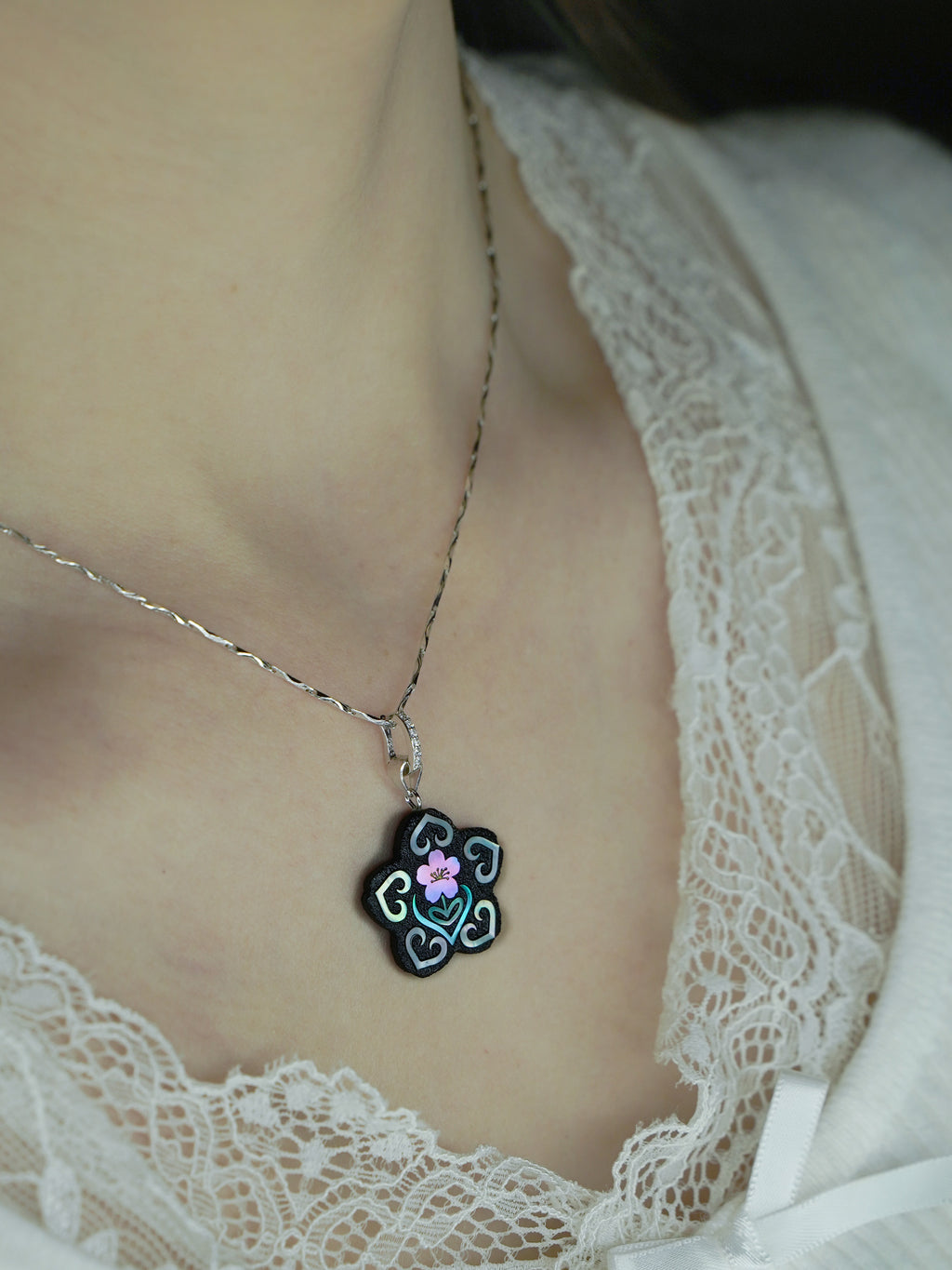 Twelve Flora Series — March Peach Blossom  Pendant Necklace