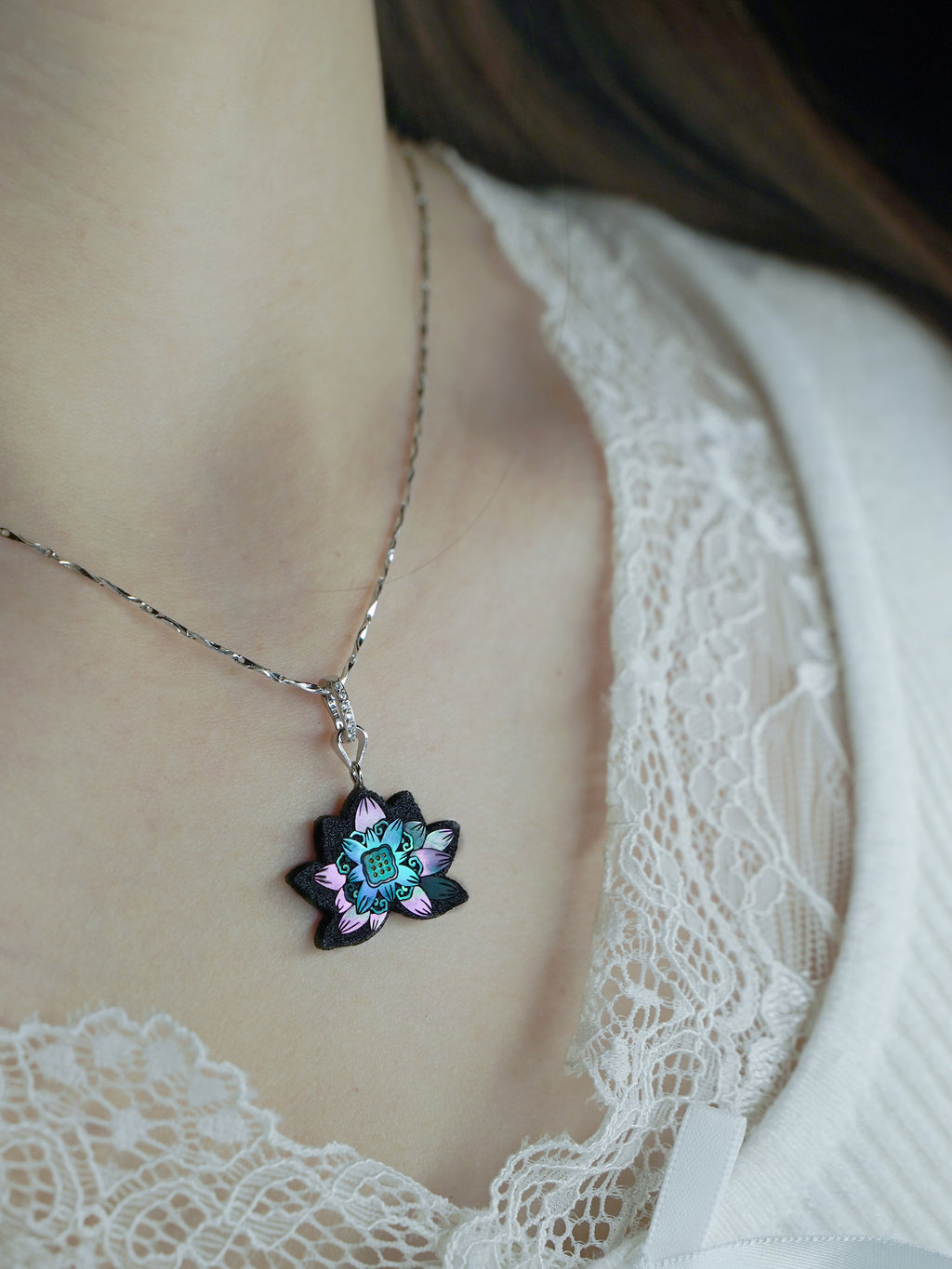 Twelve Flora Series — June Lotus  Pendant Necklace