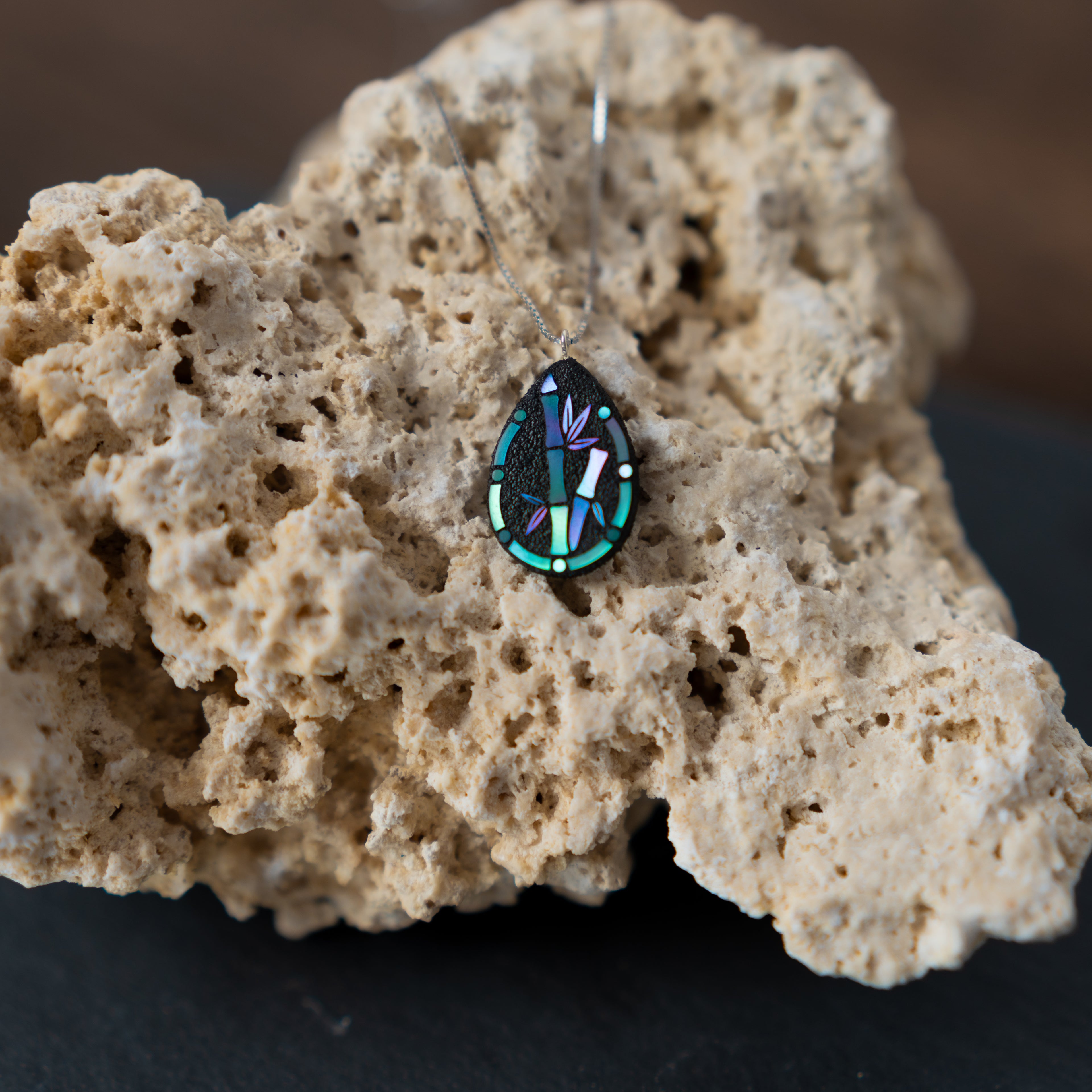 Ink Bamboo Pendant Necklace