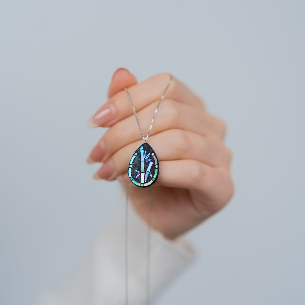 Ink Bamboo Pendant Necklace