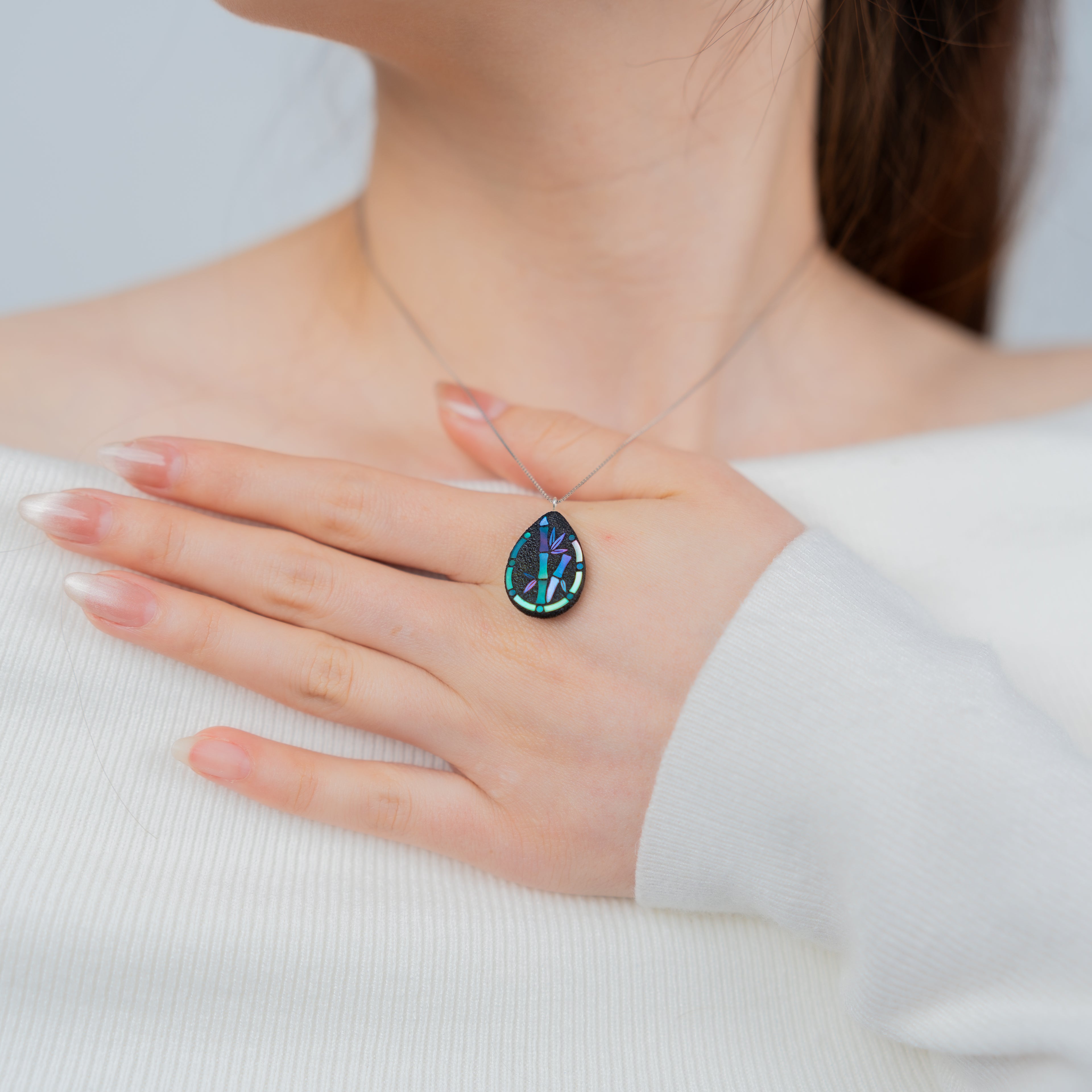 Ink Bamboo Pendant Necklace